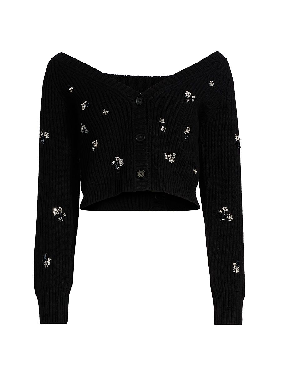 Women's Novah Crystal-Embellished Cardigan - Black - Size XL