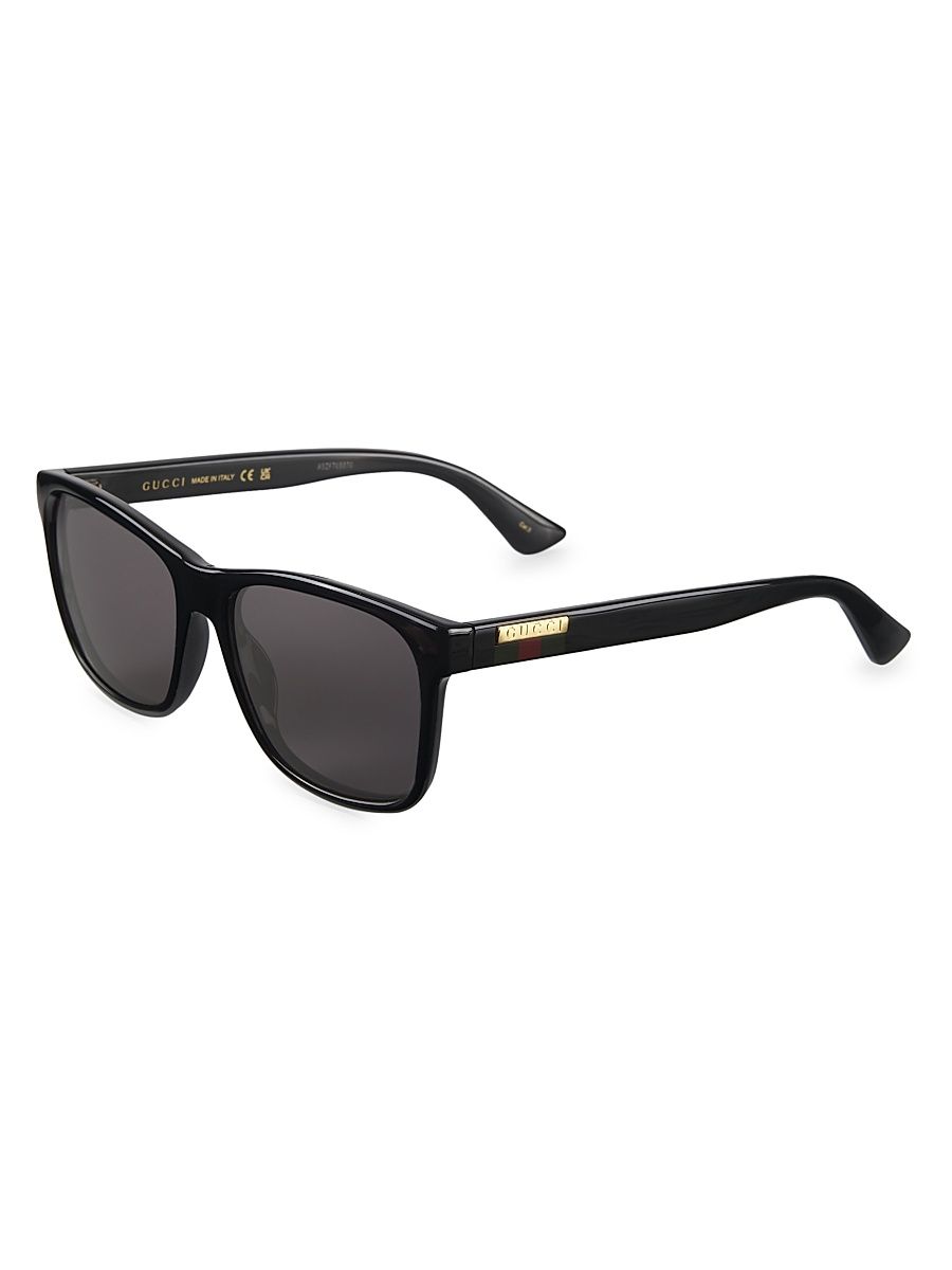 Men's Gucci Lines GG0746S 57MM Squared Sunglasses - Black Dark Grey