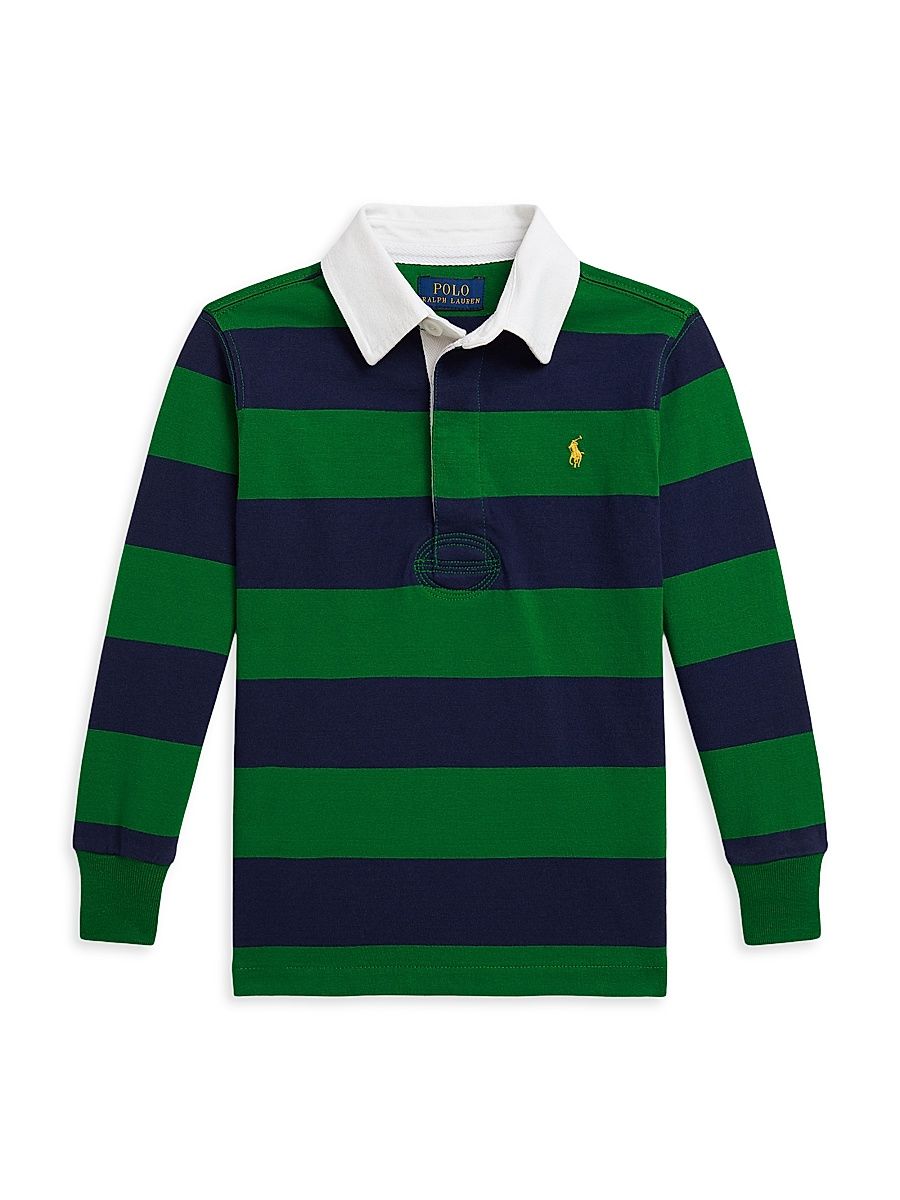 Little Boy's & Boy's Classic Striped Rugby Shirt - Athletic Green - Size 4