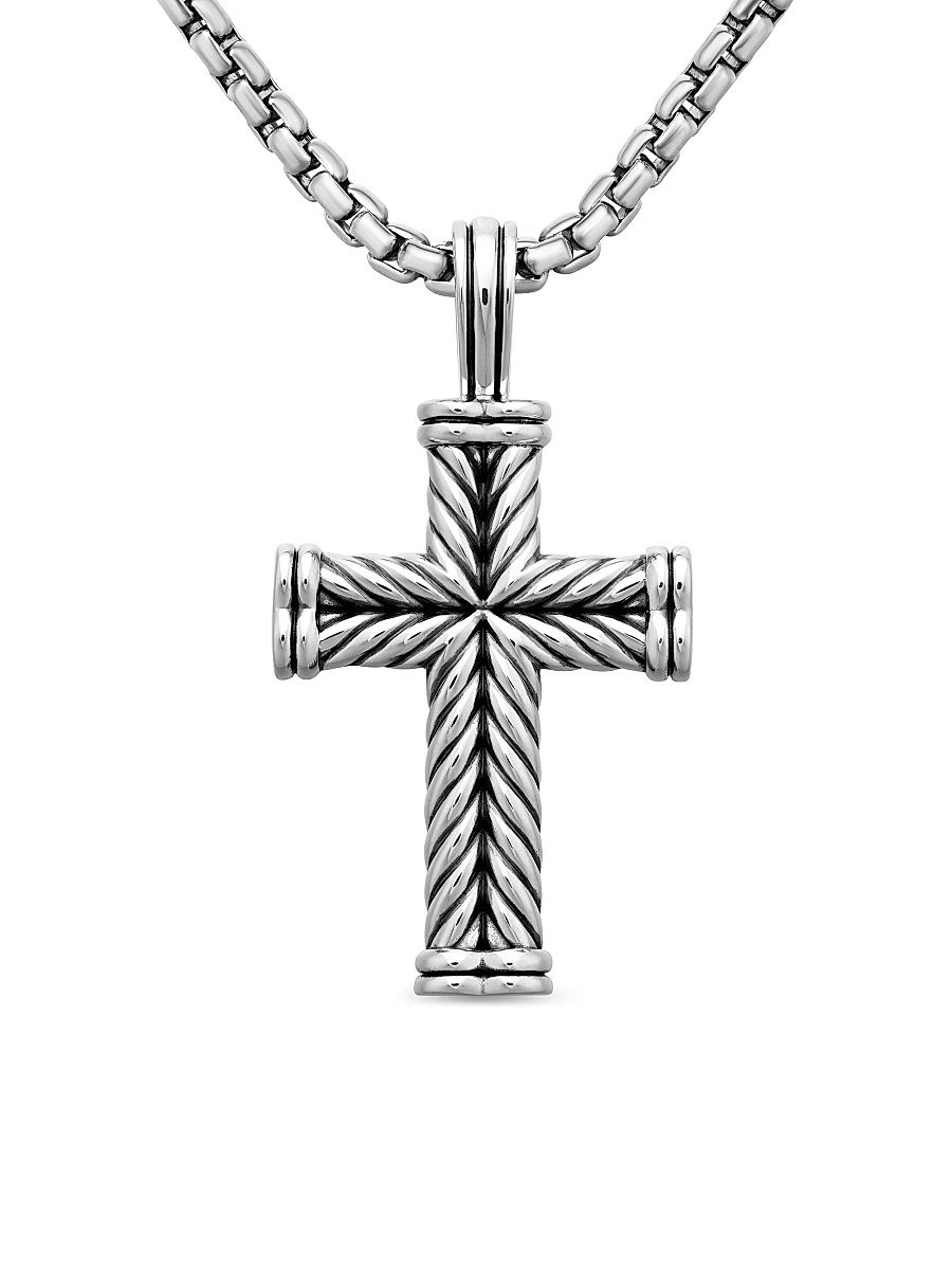 Men's Chevron Cross Pendant - Sterling Silver