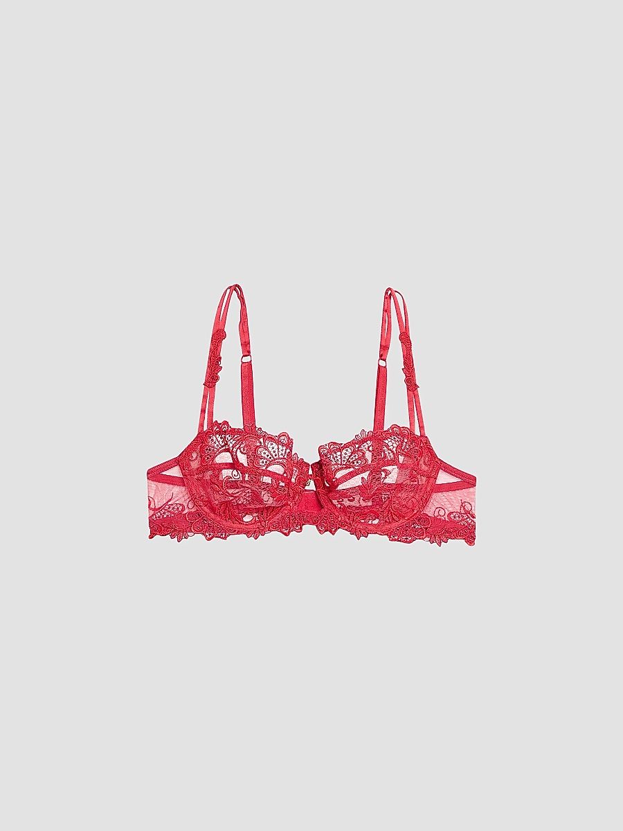 Lise Charmel Women's Dressing Sheer Floral Demi Bra - Red - Size 34F