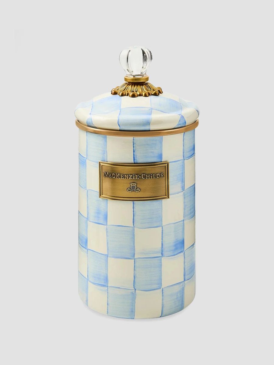 MacKenzie-Childs Sky Check Large Enamel Storage Container
