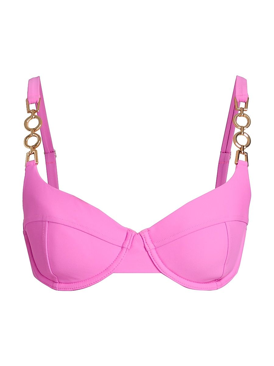 Women's Mona Embellished Bikini Top - Radiant Pink - Size XL