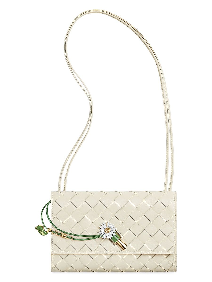 Women's Daisy Intrecciato Leather Pouch - Sea Salt