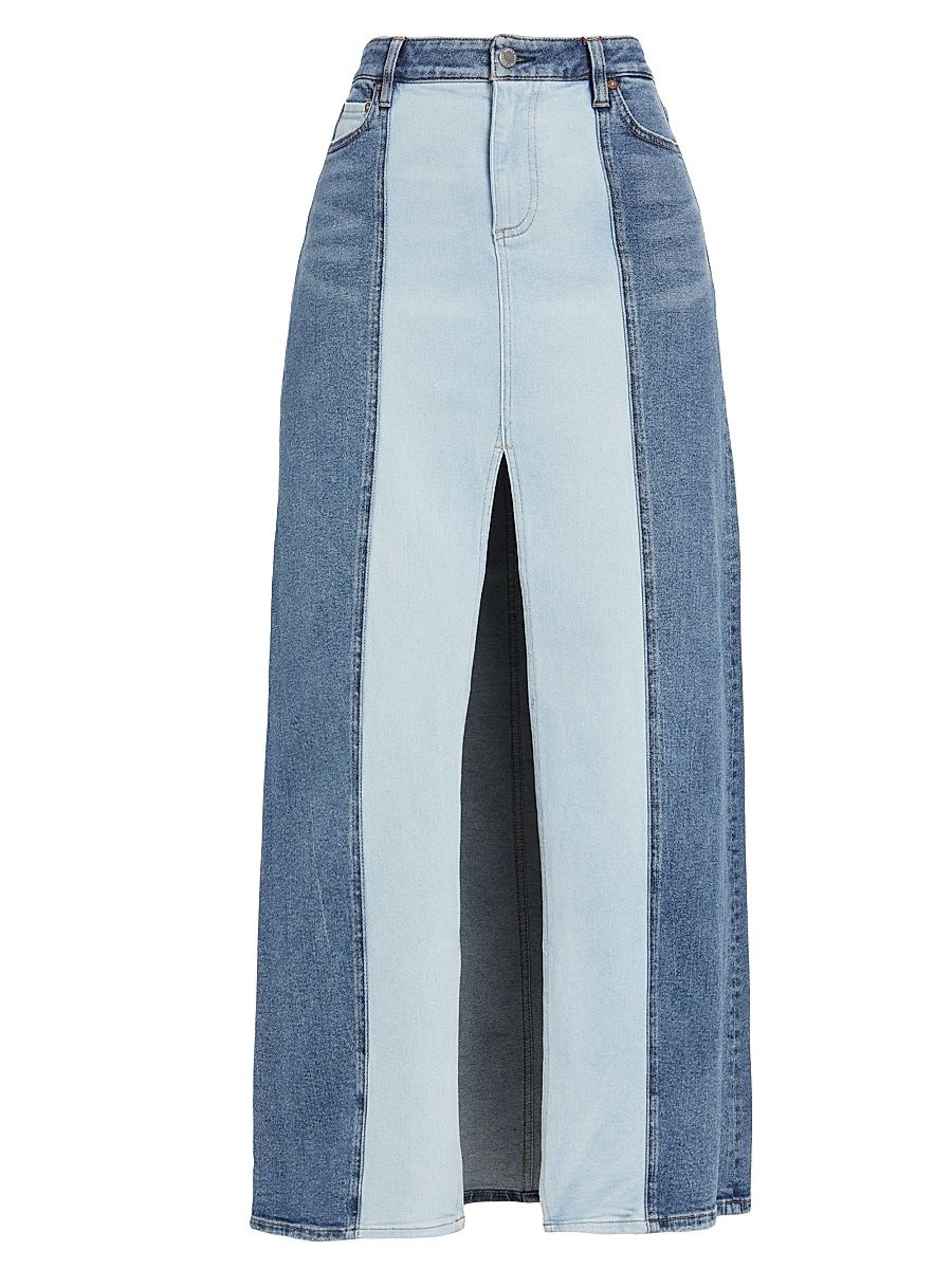 Women's Rye Two-Tone Denim Maxi Skirt - Brooklyn Blue - Size 28