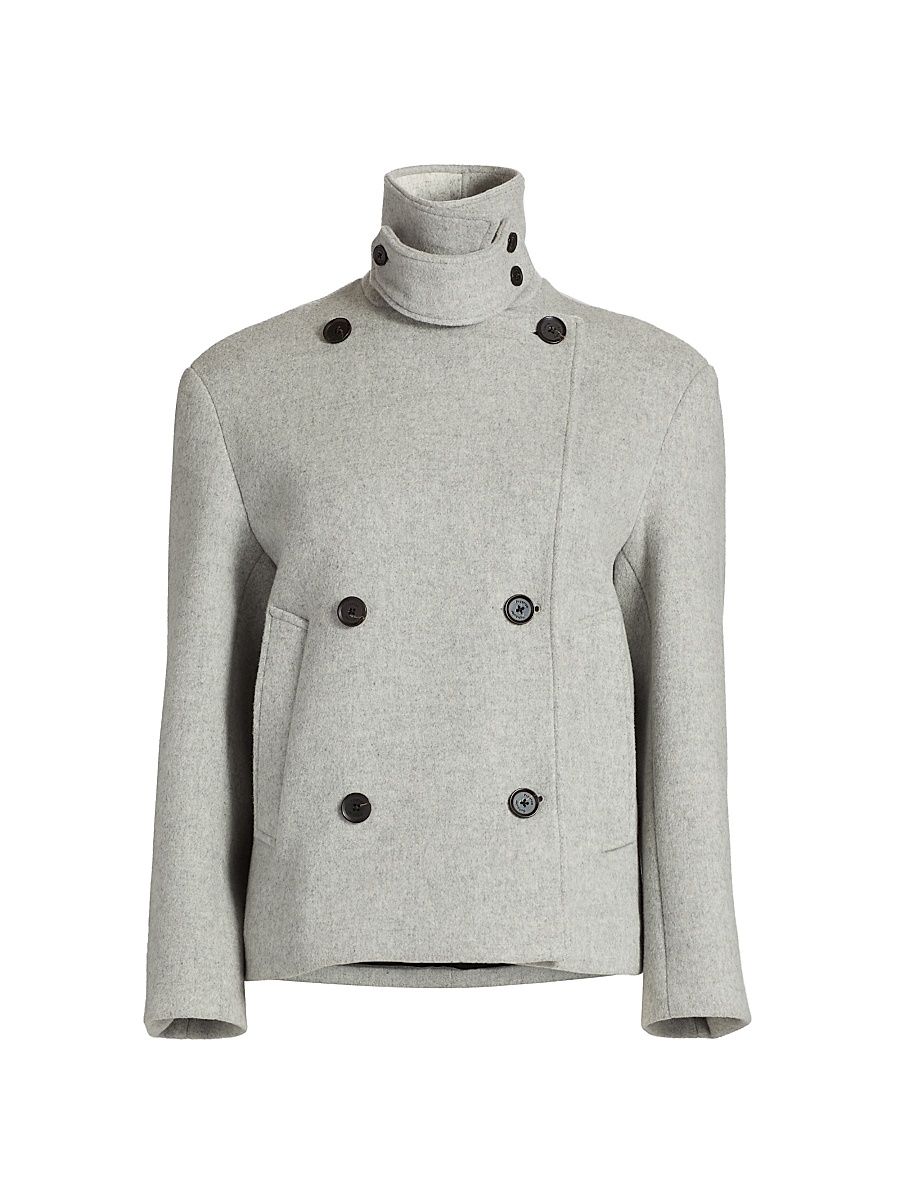 Women's Nola Brushed Wool-Cashmere Jacket - Light Grey Melange - Size 12