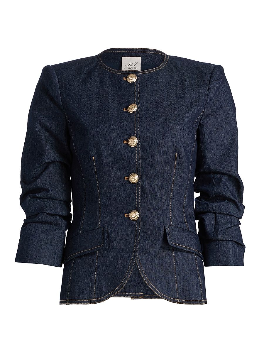 Women's Chris Ruched Denim Jacket - Indigo - Size 12