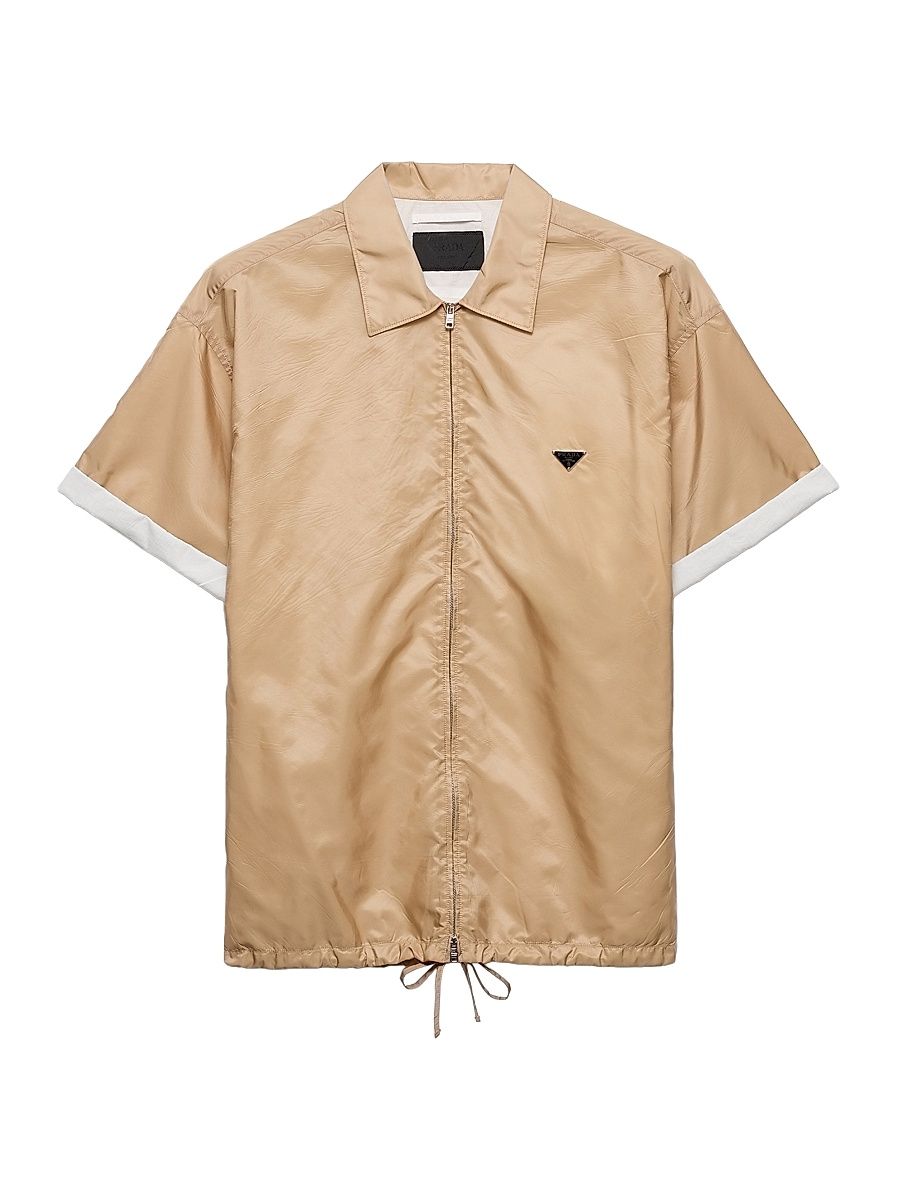 Men's Short-Sleeved Re-Nylon Zipper Shirt - Brown - Size XXXL