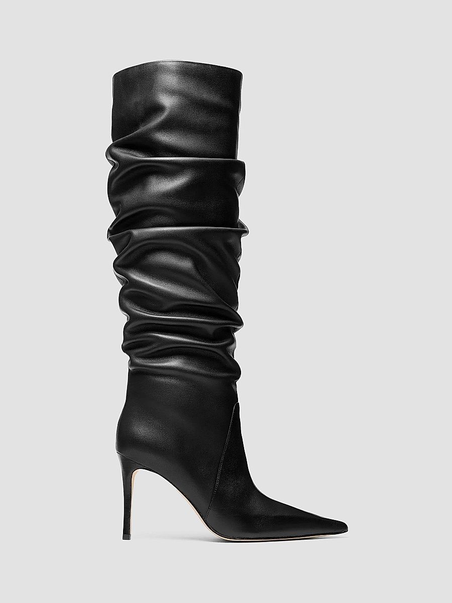 Women's Dawn 90MM Leather Knee-High Slouch Boots - Black - Size 11
