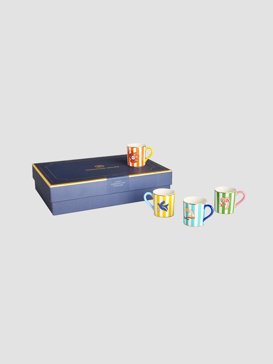 Jonathan Adler Playa 4-Piece Espresso Cups & Saucers Gift Box - Multi