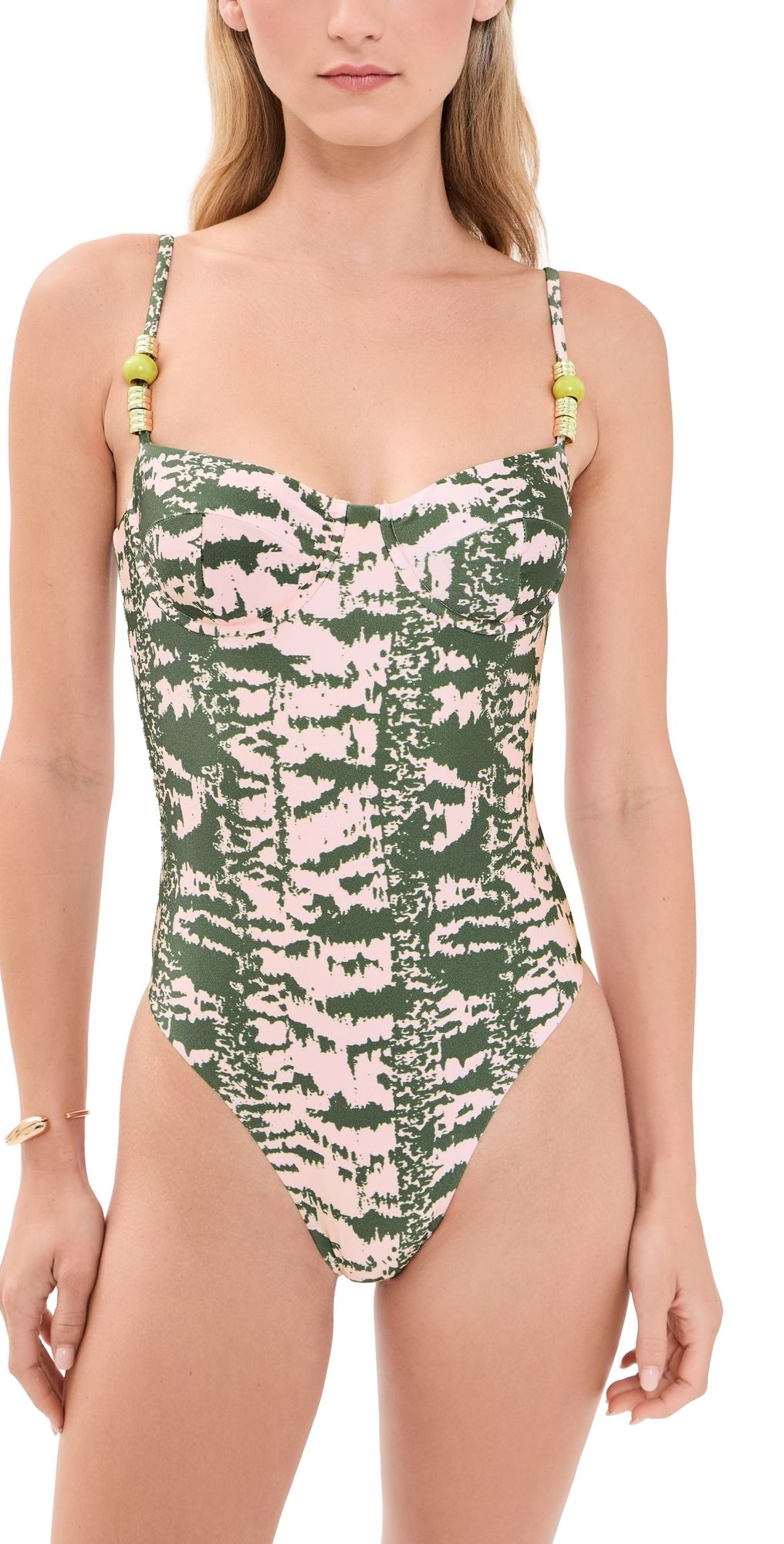 PatBO Botanic Stripe One Piece Green L