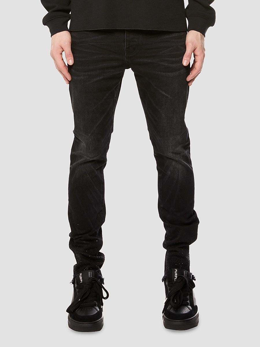 Men's High Contrast Bling Skinny Jeans - Black - Size 40