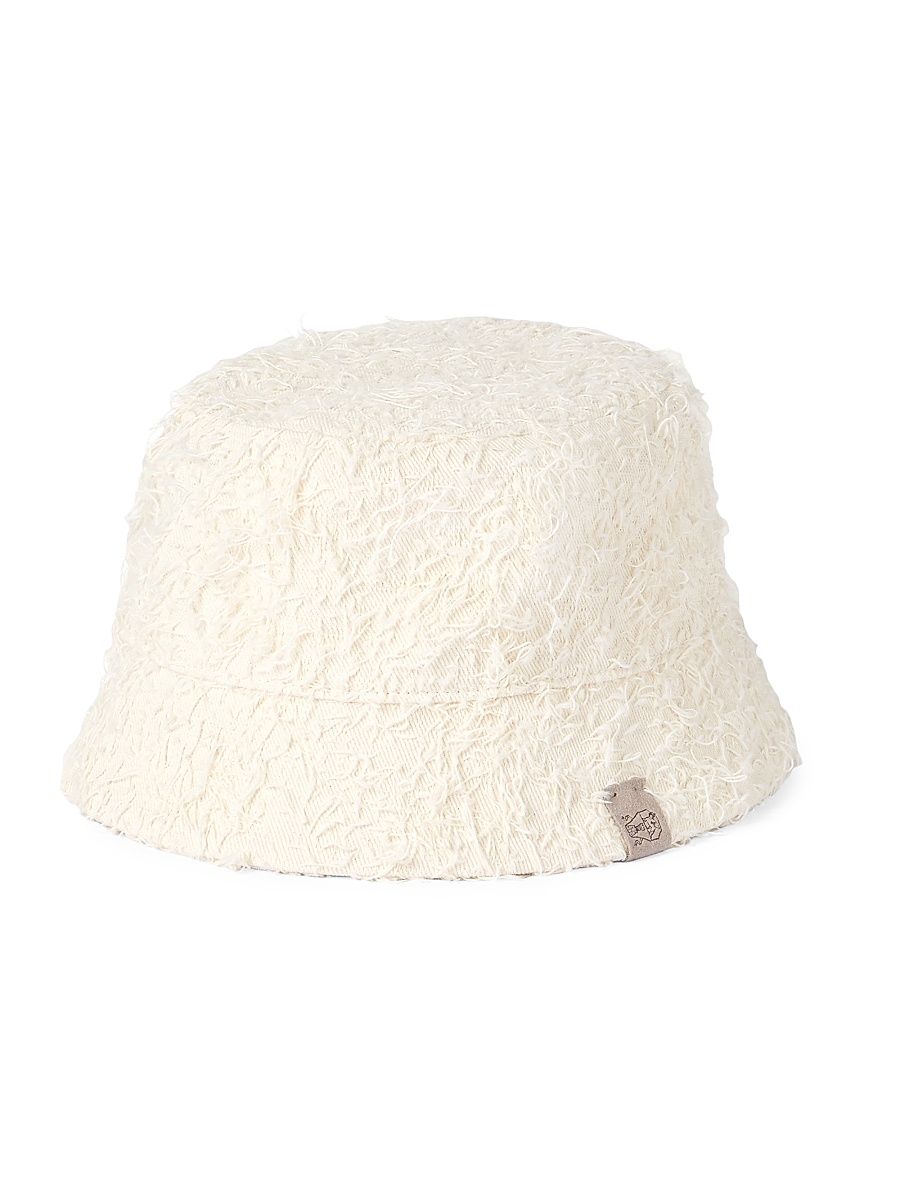 Women's Fuzzy Dyed Denim Bucket Hat - Ivory - Size XS