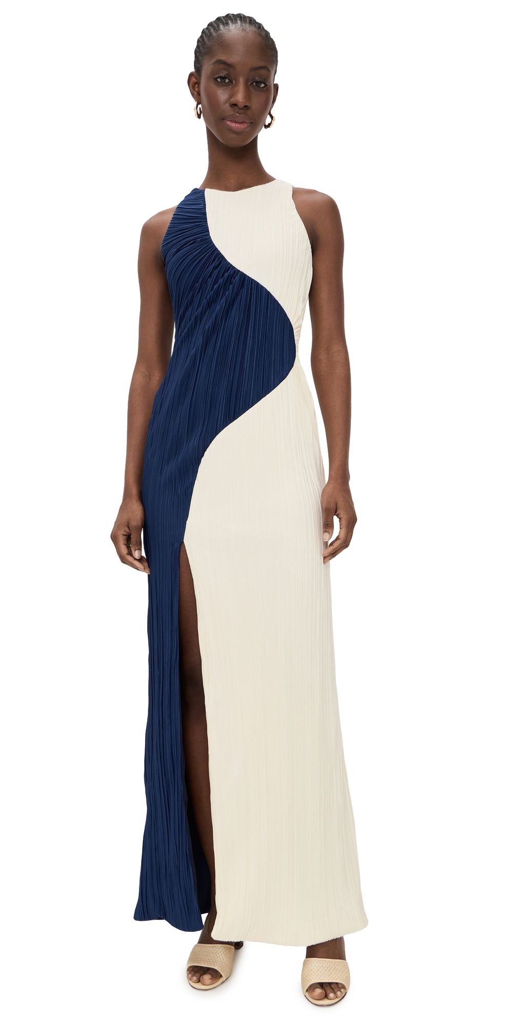 Maylé Vásquez Lunares Maxi Dress Midnight Blue/Off White M