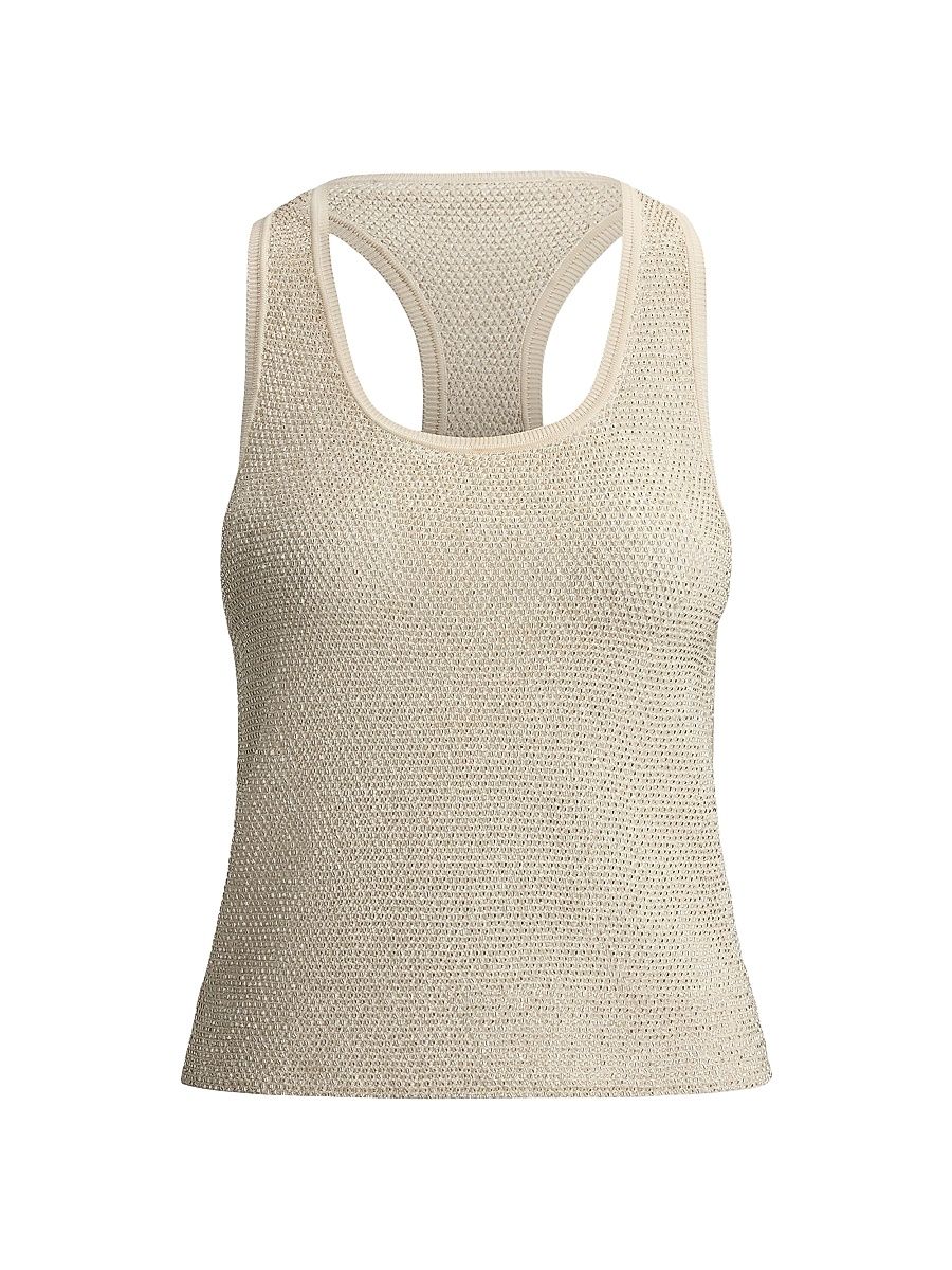Women's Embellished Racerback Knit Tank - Lux Cream - Size XS