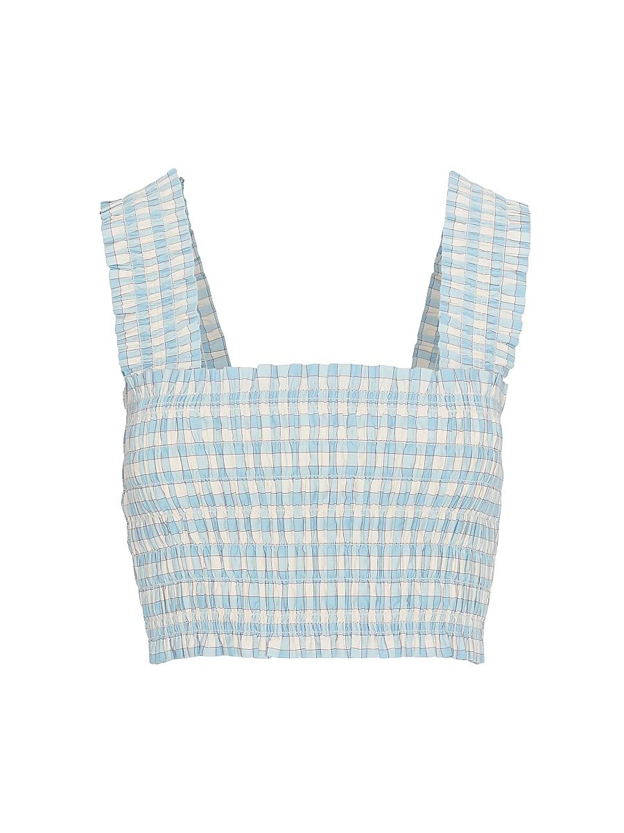 Women's The Azalea Nap Top - Blue Red Gingham - Size XXXS