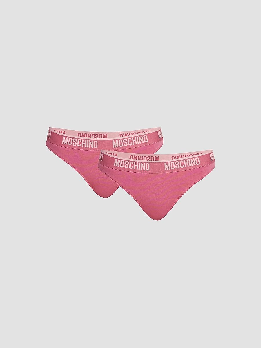 Moschino Women's 2-Pack Logo-Waistband Thong - Pink - Size XL
