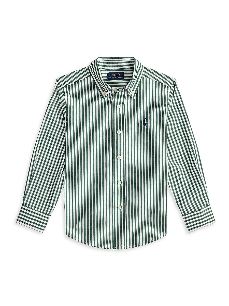 Little Boy's & Boy's Striped Poplin Button-Up Shirt - New Forest White - Size 3