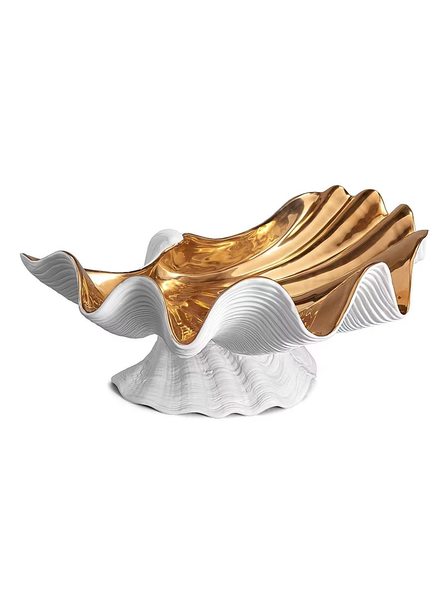 Neptune Bowl Gold Centerpiece - White And Gold