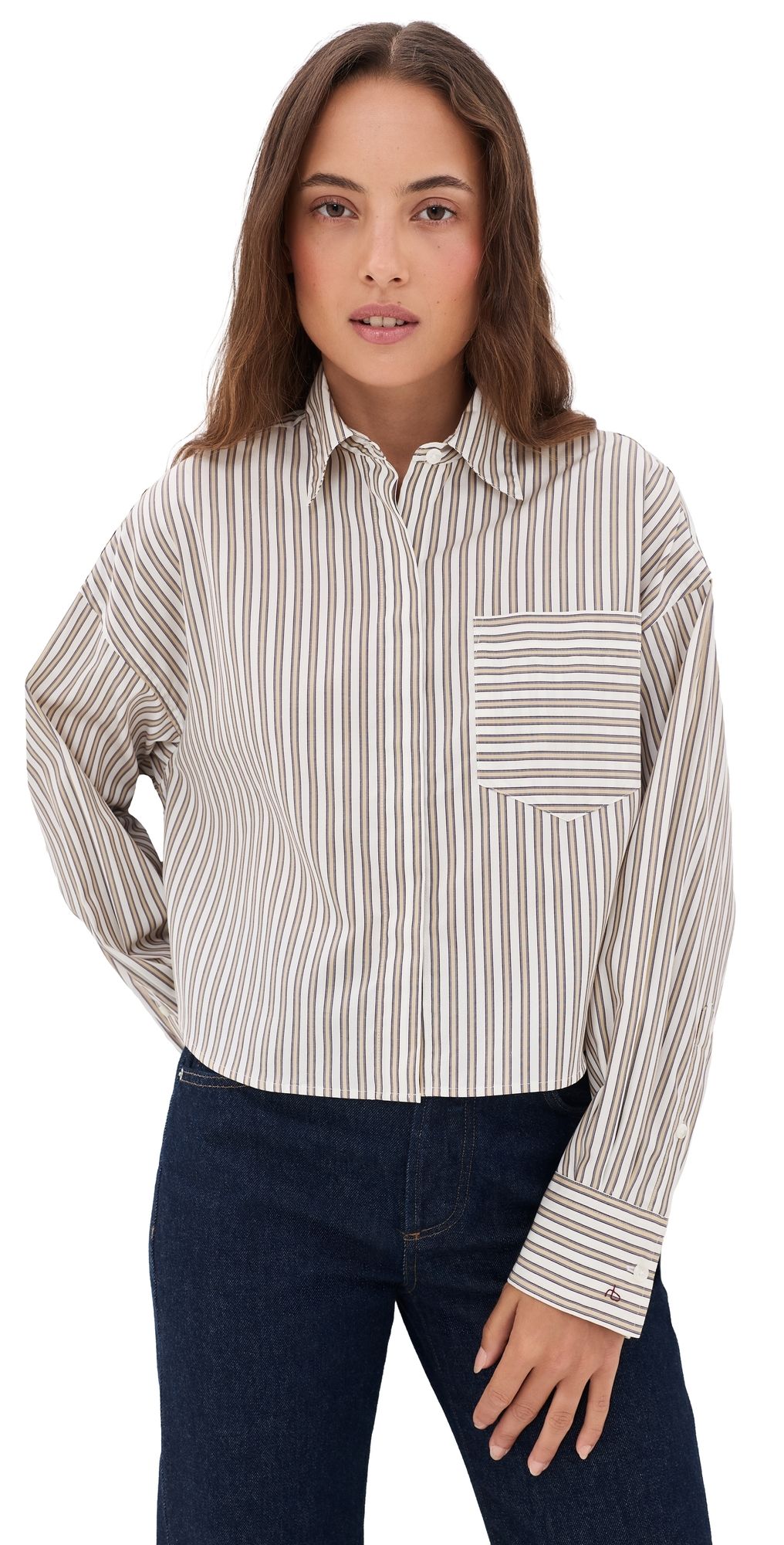 rag & bone Marin Cropped Stripe Shirt Tanst XS