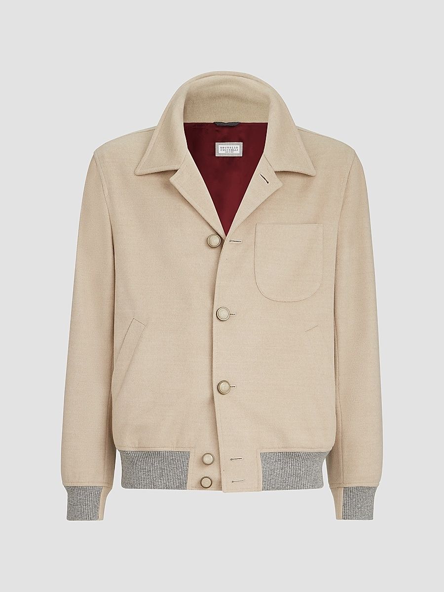 Men's Lightweight Virgin Wool Cloth Outerwear Jacket - Sand - Size 50