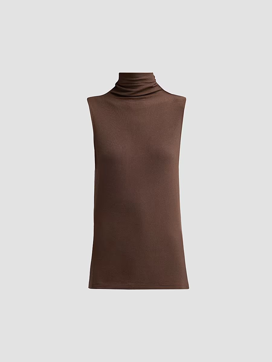 Vince Women's Sleeveless Turtleneck Top - Smoked Truffle - Size Medium