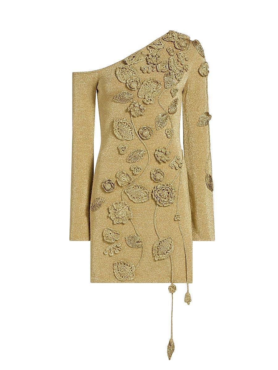 Women's Kaela Floral Knit Minidress - Gold - Size XL