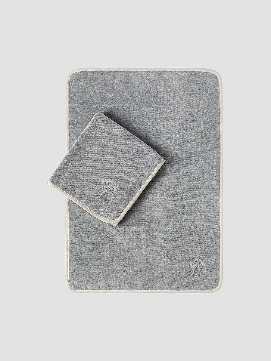 2-Piece Cotton Terrycloth Towel Set - Dark Grey