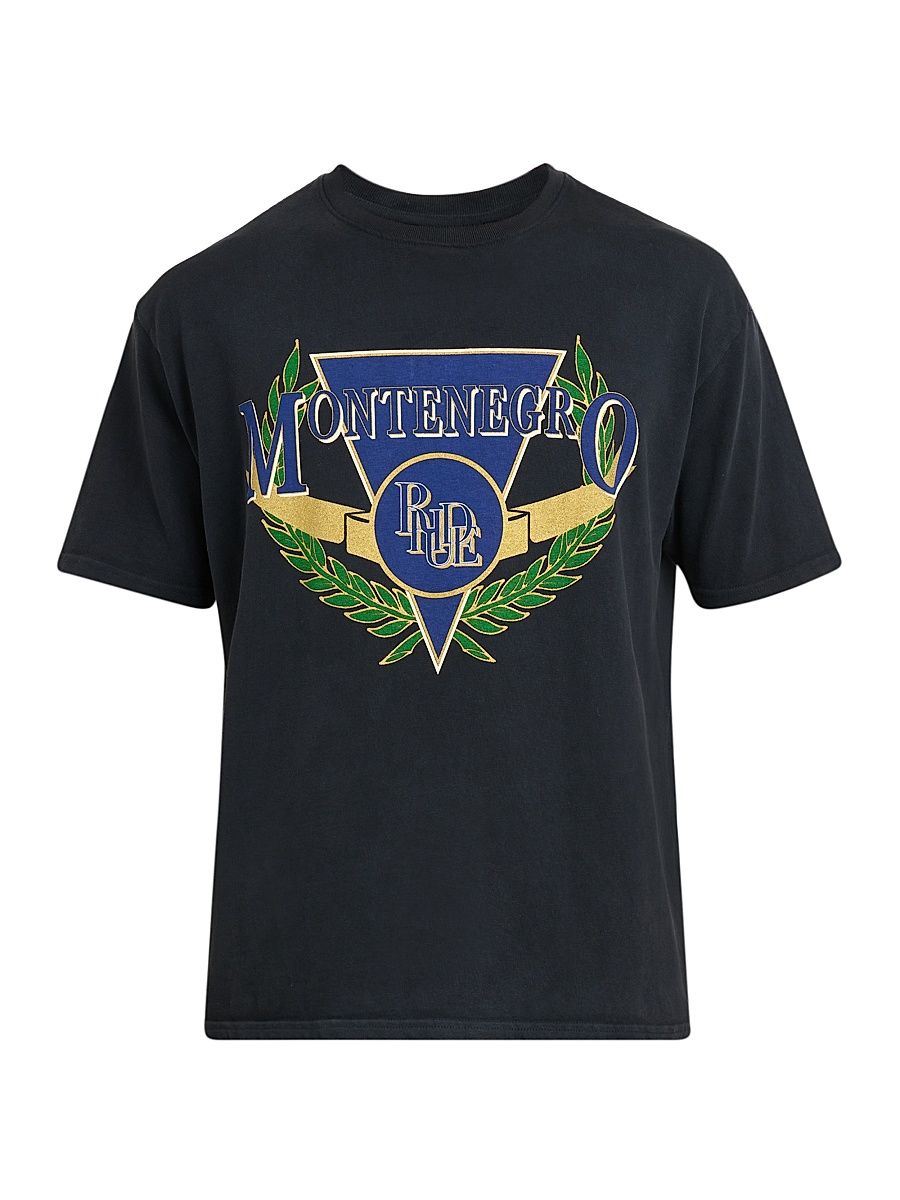 Men's Montenegro Regatta Cotton Crewneck T-Shirt - Vintage Black Navy Green - Size Large