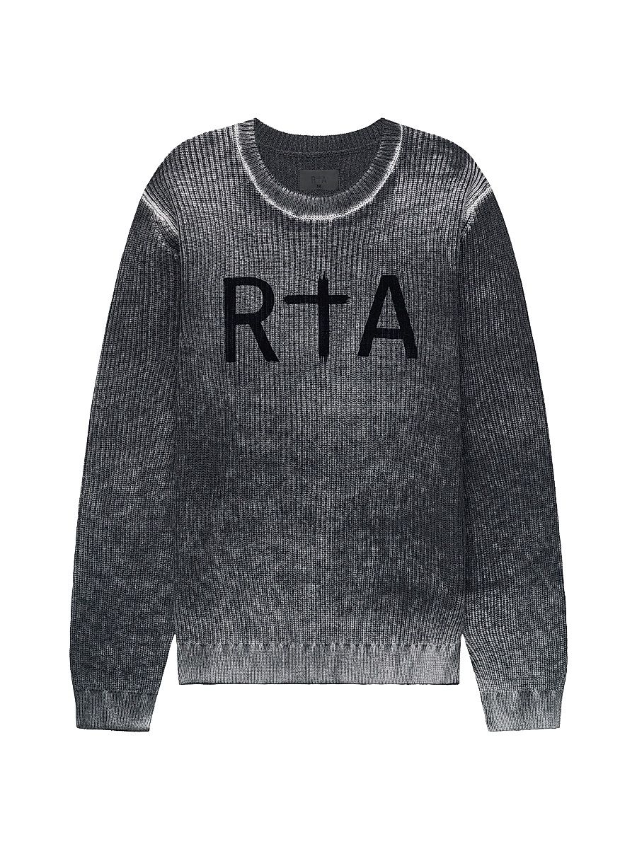 Men's Ethan Ribbed Logo Sweater - Black Glitch Rta - Size XL