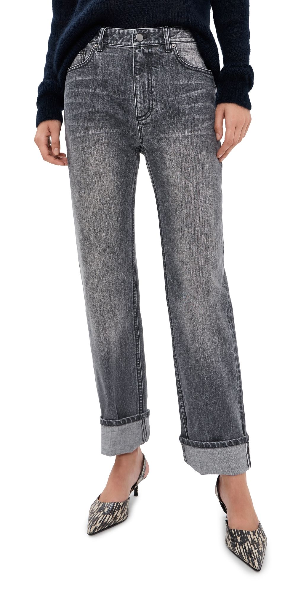 Tibi Charlotte Selvedge Denim Jeans Vintage Black 28