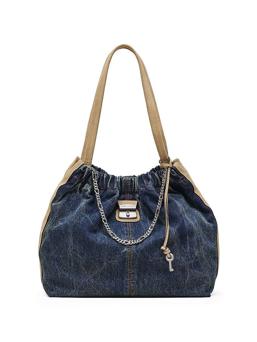 Women's The Cristina Denim Suede Tote Bag - Dark Wash Indigo