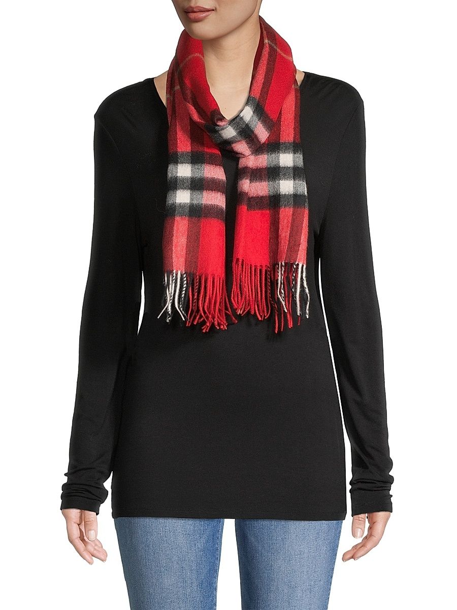 Women's Giant Check Cashmere Scarf - Red