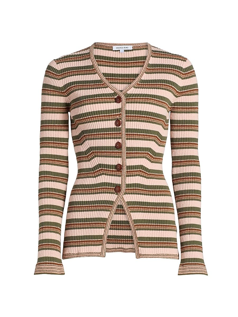 Women's Grazia Stripe Cardigan - Pink Shell Stone Army - Size XL