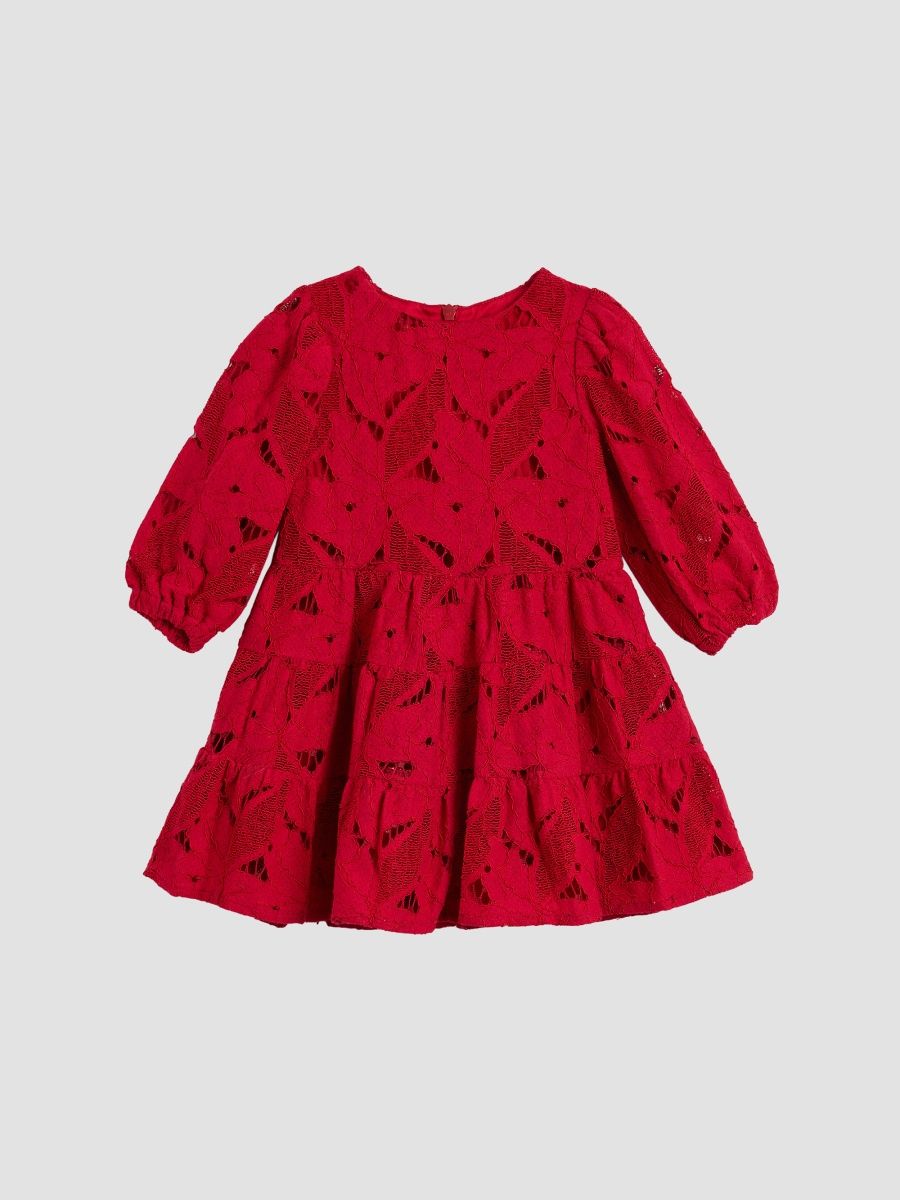 Girl's Baby Girl's & Little Girl's Saskia Floral Lace Dress - Red - Size 12 Months