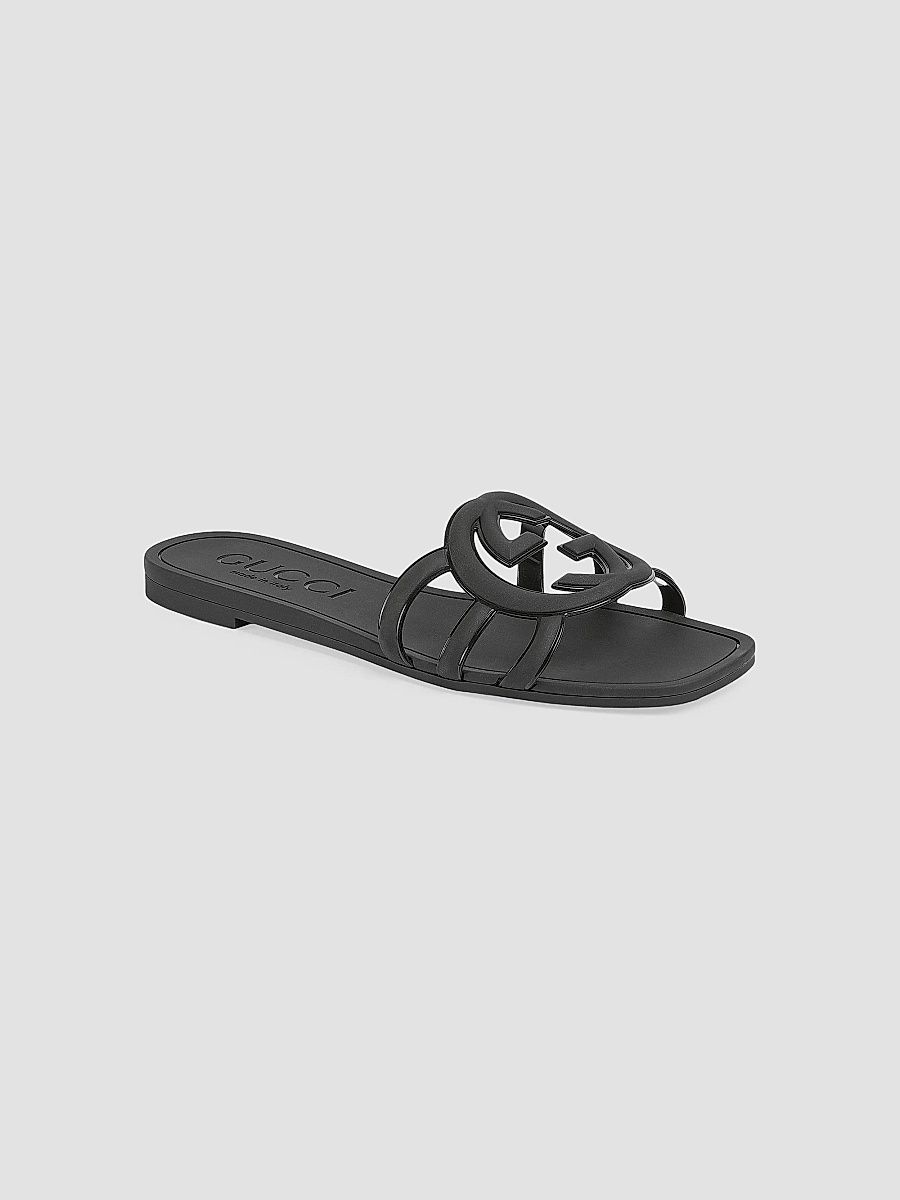 Gucci Women's Palma Rubber Slides - Nero - Size 12