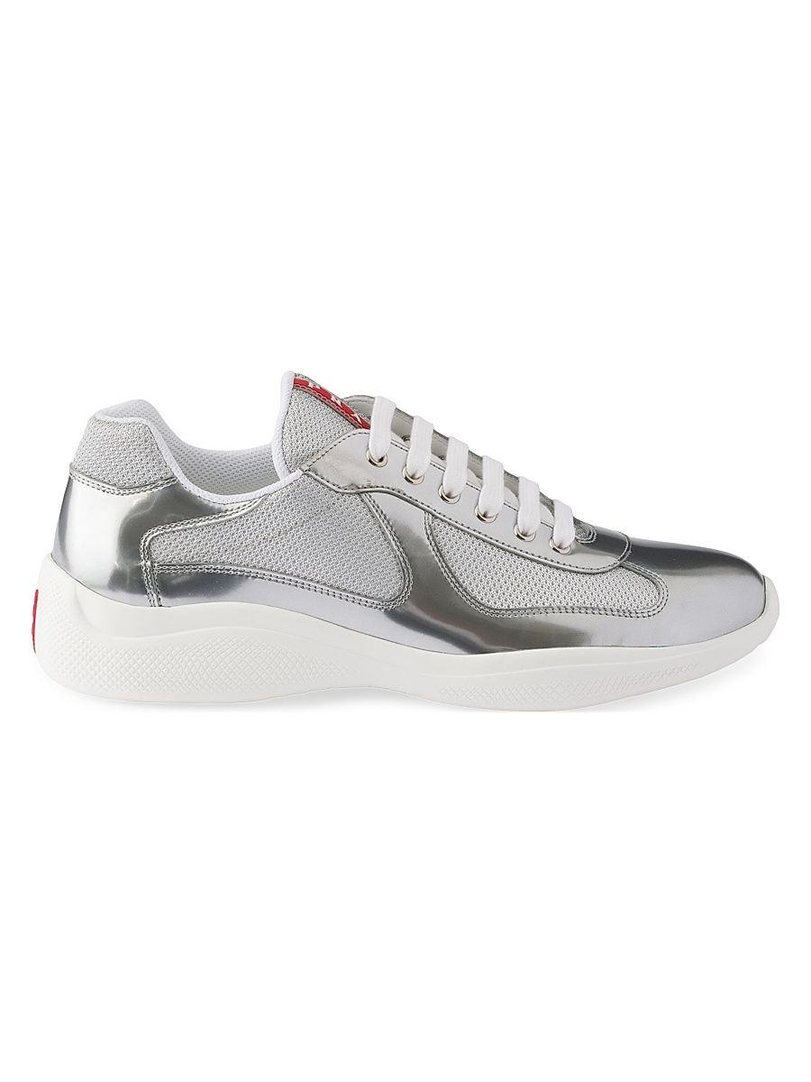 Men's America's Cup Metallic Leather and Bike Fabric Sneakers - Silver - Size 9