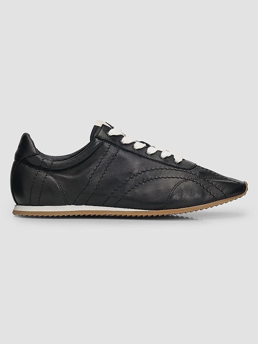 Women's Flex Leather Low-Top Sneakers - Black - Size 12