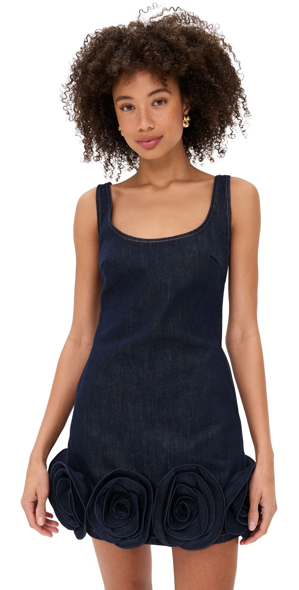 Self Portrait Indigo Denim 3d Flower Mini Dress Blue 4