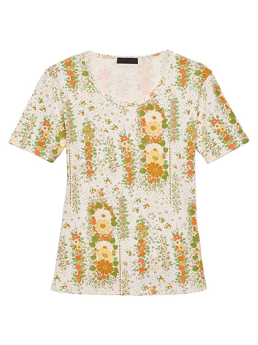 Men's Floral Print Cotton T-Shirt - Multicolored - Size XXL
