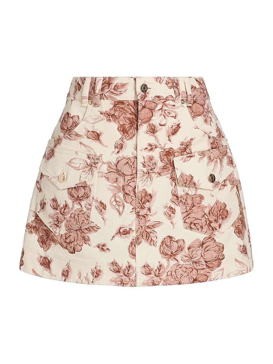 Women's Wayne Denim Miniskirt - Tossed Floral Ginger - Size 16