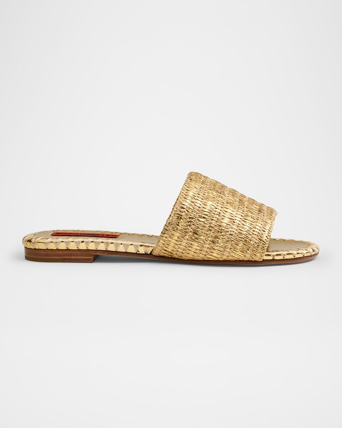 Salerno Metallic Raffia Flat Sandals