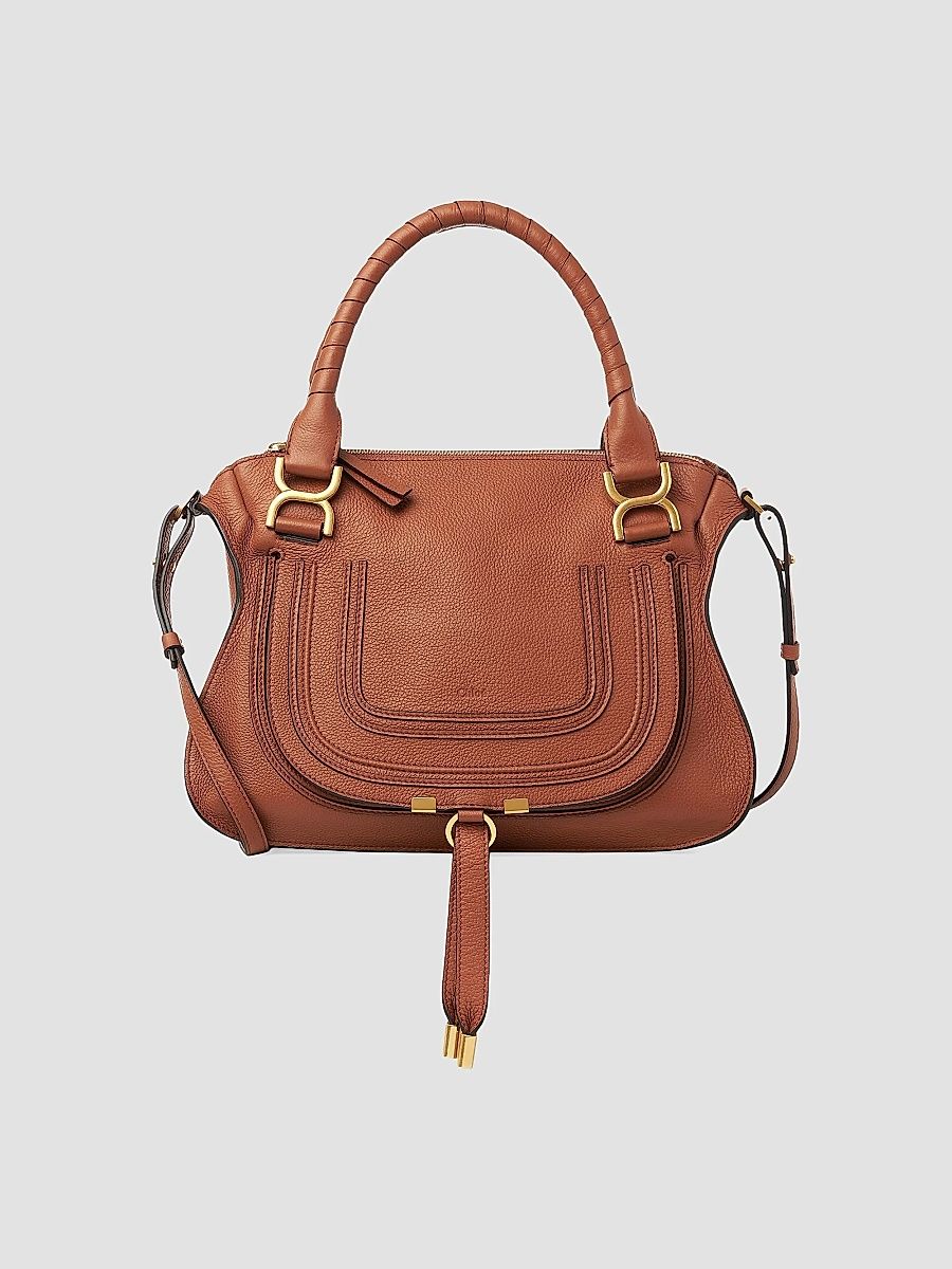 Women's Medium Marcie Leather Double Carry Satchel - Tan