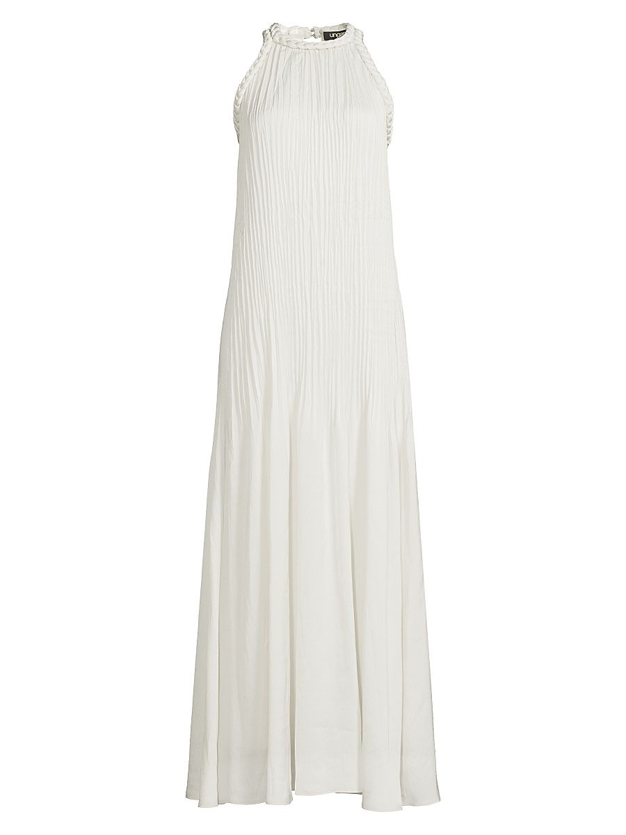 Women's Eva Pleated Satin Maxi Dress - Ivory - Size XL