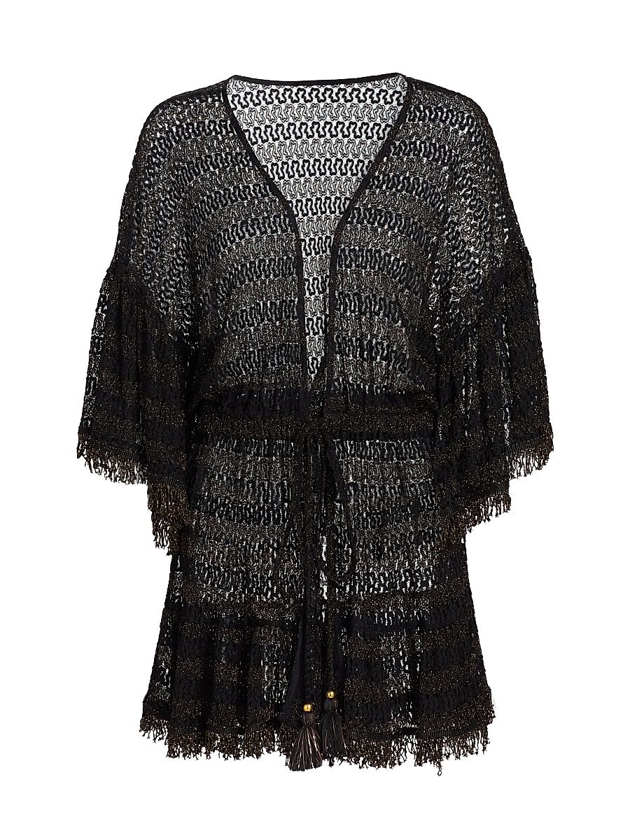 Women's Jewel Cover-Up Minidress - Black Metallic Zigzag - Size XL