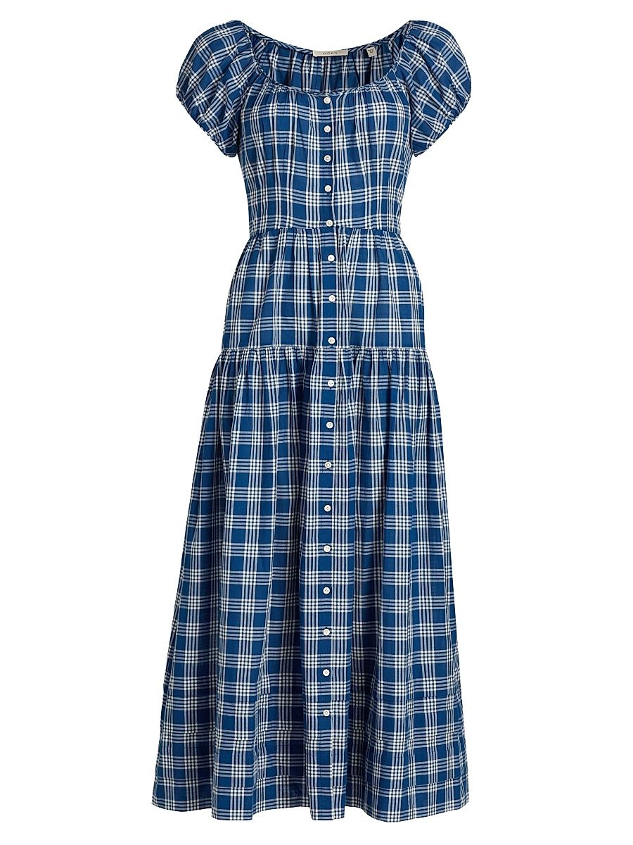 Women's Valenne Plaid Button-Front Midi-Dress - Dorset Plaid - Size XXS