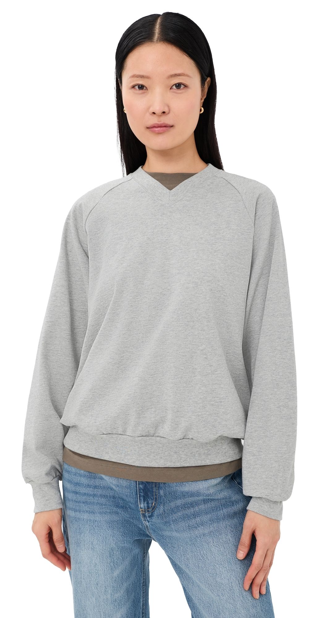 Tibi Perfect T-Shirt Vintage Sweatshirt Heather Grey XS