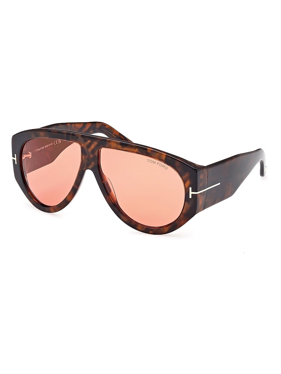 Women's Bronson 60MM Shield Sunglasses - Dark Havana Orange