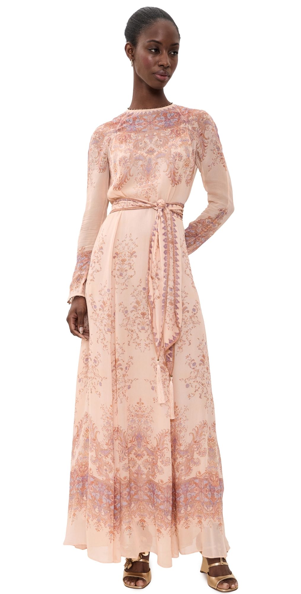 Zimmermann Valiant Sheath Dress Peach Paisley 2