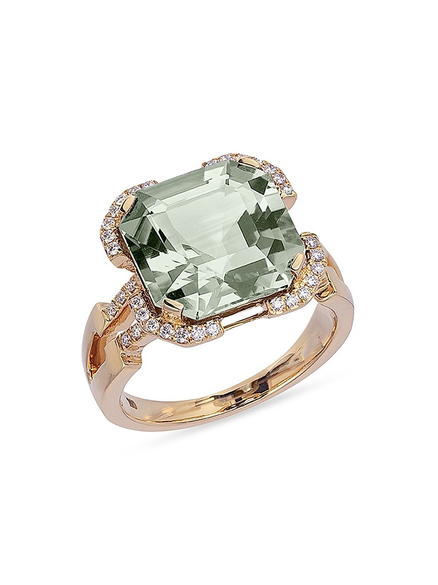 Women's Gossip 18K Gold, Diamond & Prasiolite Cocktail Ring - Pink - Size 7